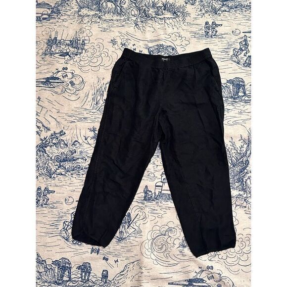 Stretchy waist Madewell Linen Viscose Pants Women's size medium Black Wide Leg E - Picture 1 of 5